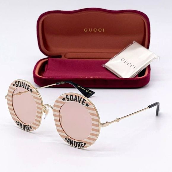 Sale! New Gucci Women's 44mm Nude Gold Sunglasses! - Picture 1 of 8